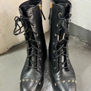 Black with gold stars Michael Kors leather booties